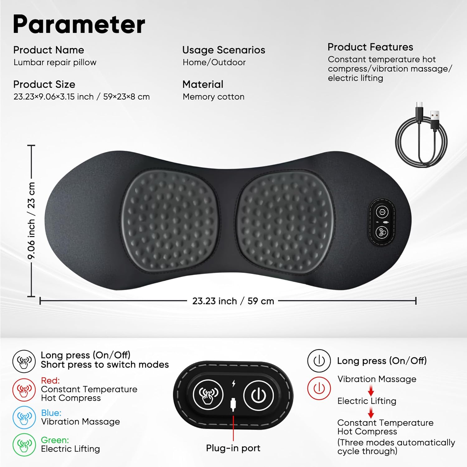 SootheBack, 3-in-1 Lumbar Massage Pillow