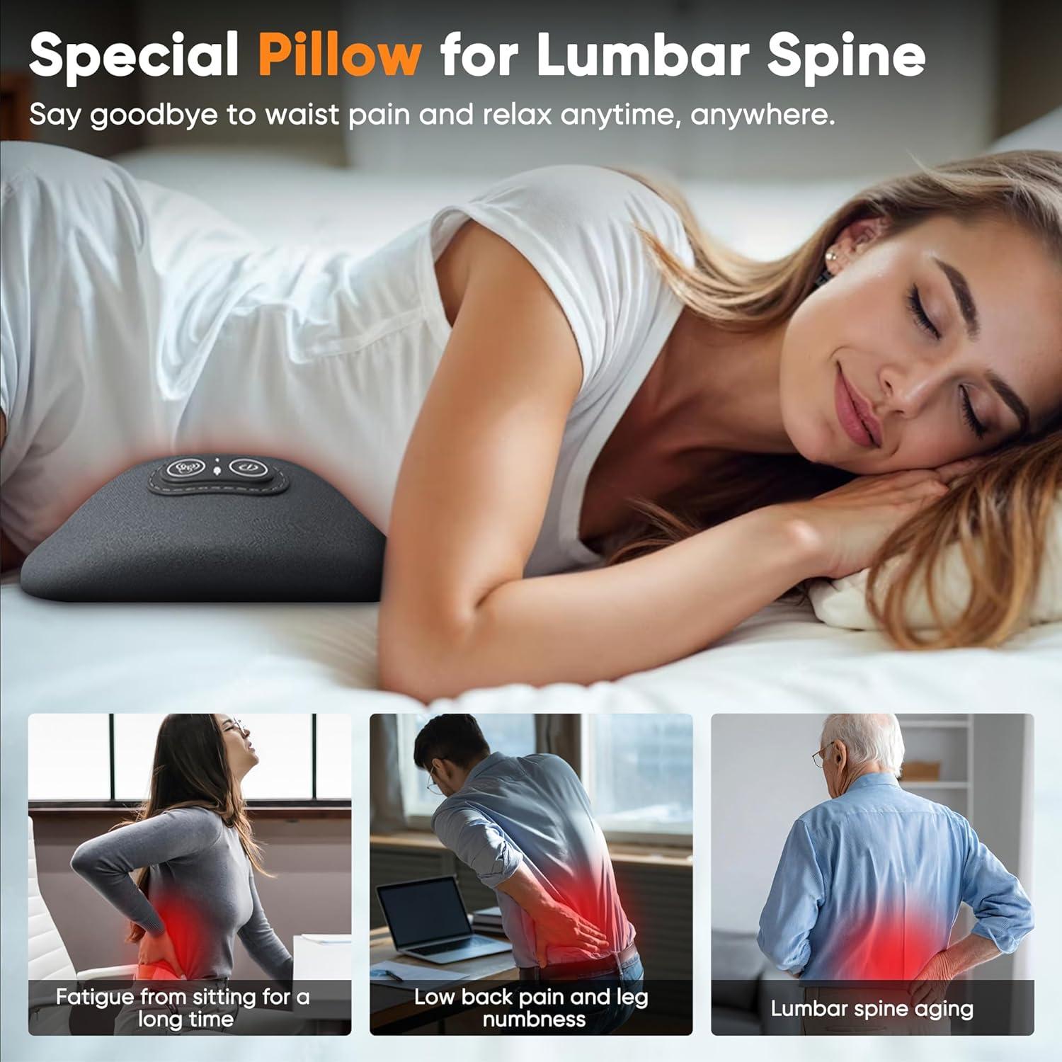 SootheBack, 3-in-1 Lumbar Massage Pillow
