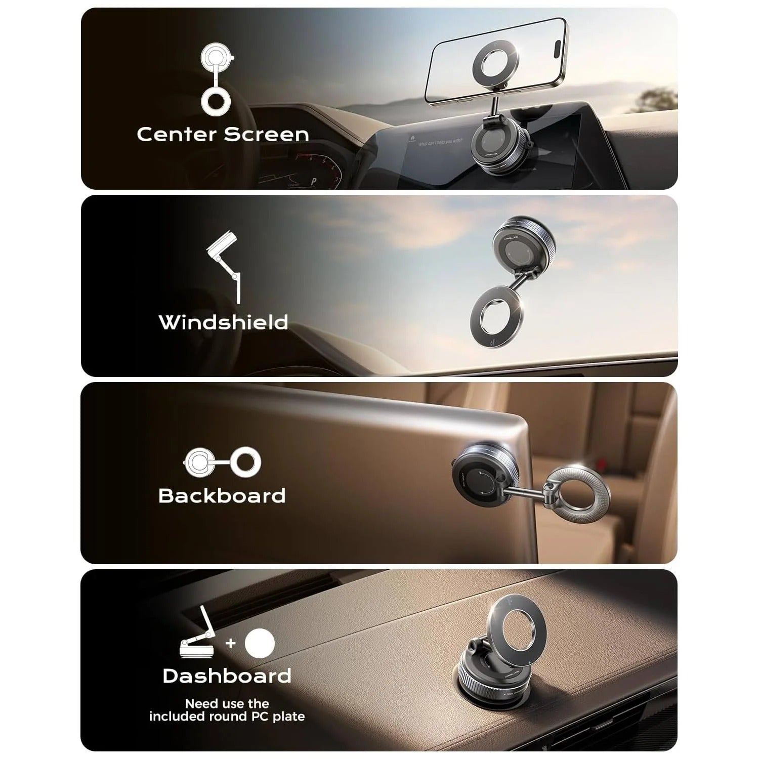 MagHold™ Car Mount | Magnetic Phone Holder for Dashboard, Windscreen & Desk